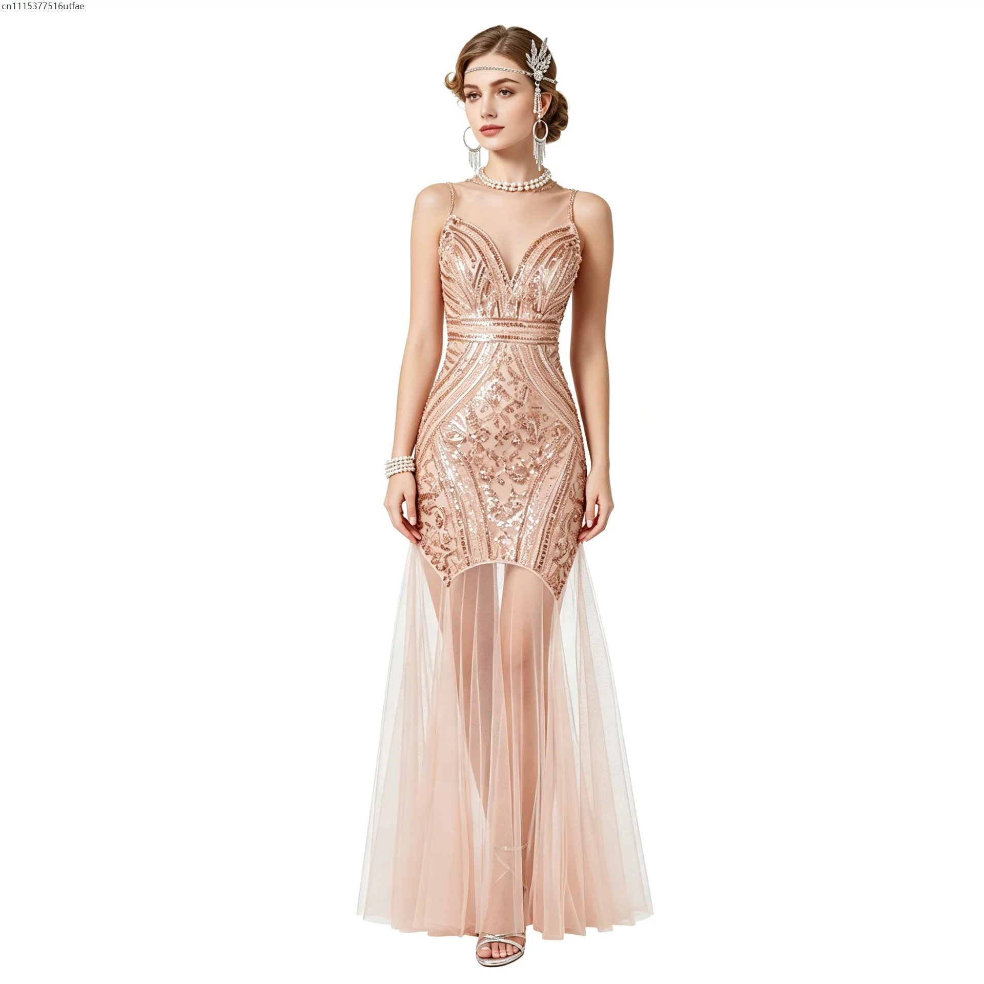 Abito da Sera Retrò con Frange per Donna, Adatto per Feste a Tema Speakeasy, Jazz, Ballroom, Halloween, Carnevale e Cosplay - immagine 3