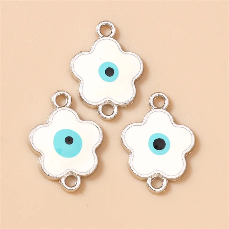 Leslie 10 Stück 14x19mm Emaille Böse Augen Blumen-Anhänger DIY Schmuckherstellung Zubehör Handgemachte Armband- und Halsketten-Elemente – Detail 8