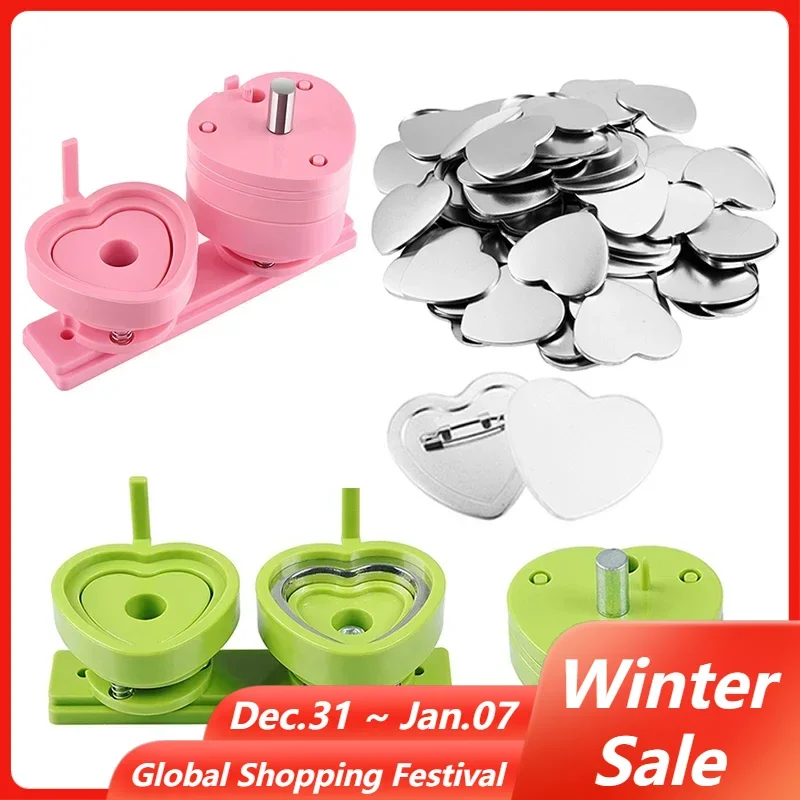 Heart Shape 57mm Badge Pin Button Maker Die Mold Button Making Badge Punch Press Machine Mould DIY Maker Dies Molds
