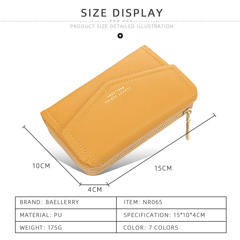 Baellerry Women Wallets Fashion Medium Women's Leather Wallet Quality Red Card Holder Black Coin Purses Green Wallets for Women 4