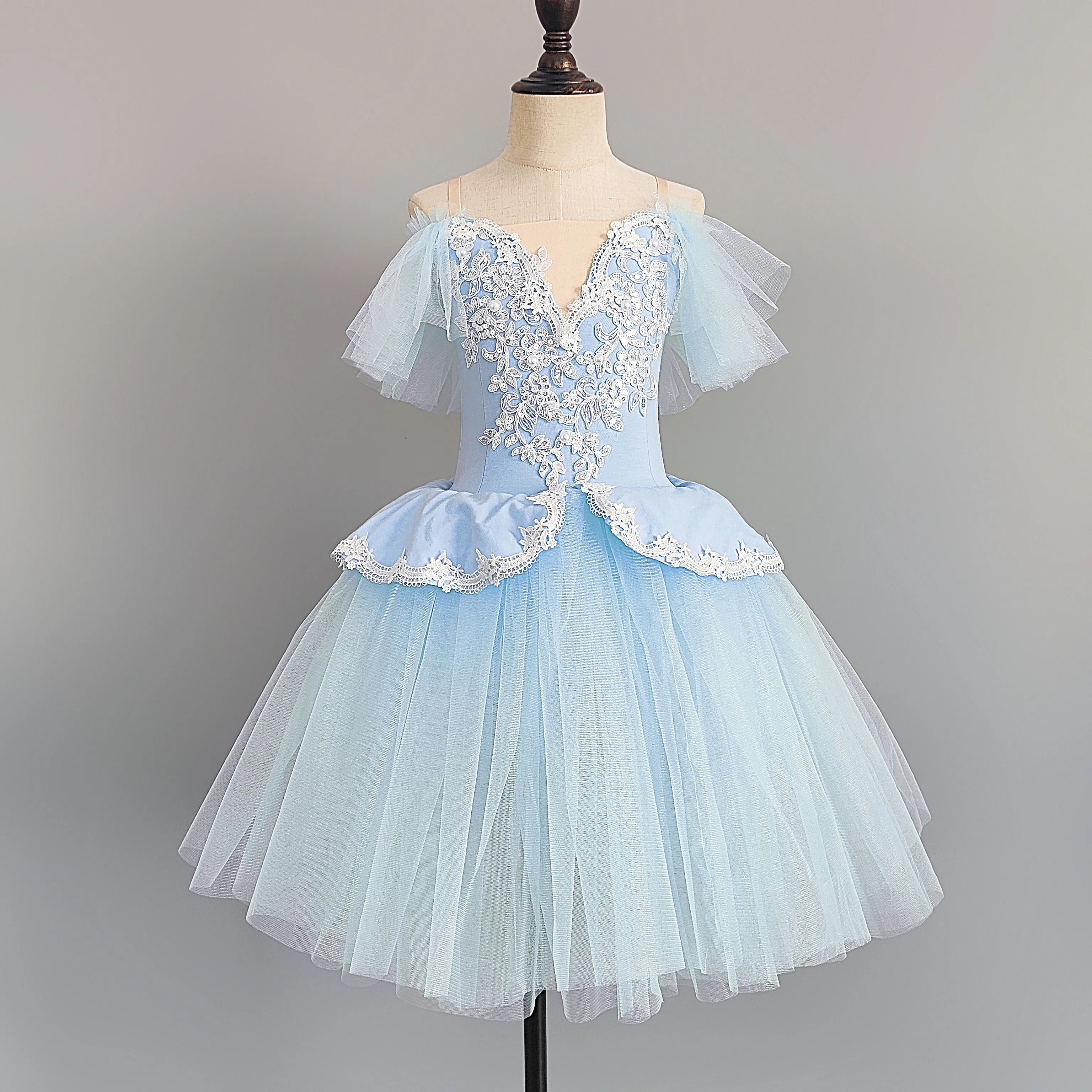 

Giselle Long Ballet Costumes Blue Romantic Tutu Tulle Dress Girls Women Adult Skate Ballerina Stage Performance Chorus Dress