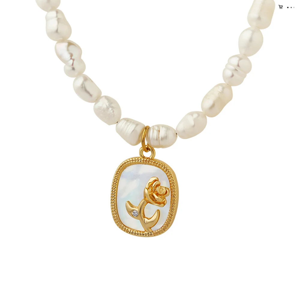 

2023 Rose Pendant Clavicle Chain Pearl Necklace Female French Retro Jewelry Advanced Design Sense Women Girls Wife