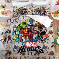 Housse de couette Avengers avec taie d'oreiller, décoration de chambre pour garçons et filles, cadeau pour enfants, taille simple, double, grand lit, housse de couette zippée 1
