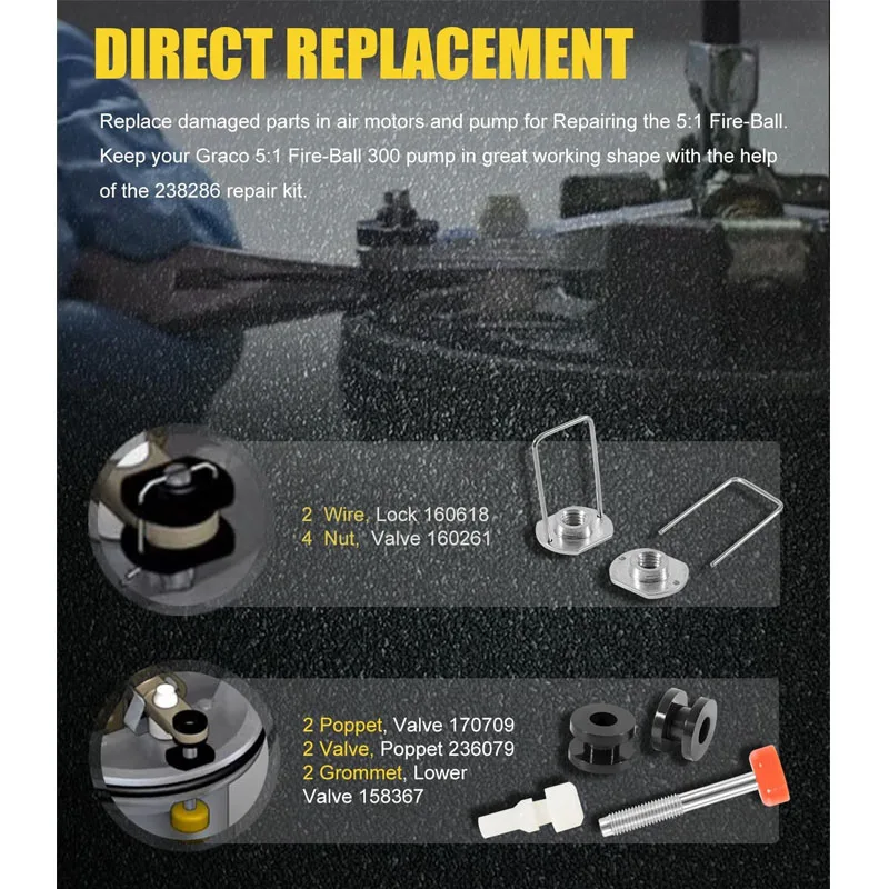 238286 Repair Kit 238286 Air Motor Kit ＆ Pump Repair Kit 238286 Upper ＆ Lower Repair Kit for Graco 300 5:1 Ratio Fire Ball 300 Oil Pumps Rep並行輸入 Repair Kit 238286 for Graco Fire-Ball 300 5:1 Oil Grease Pumps