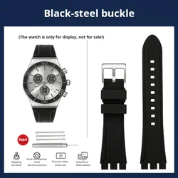 Premium Outdoor Sport Silicone Watch Strap - Waterproof Rubber Band Bracelet - Width 21mm (Black Silver Buckle)