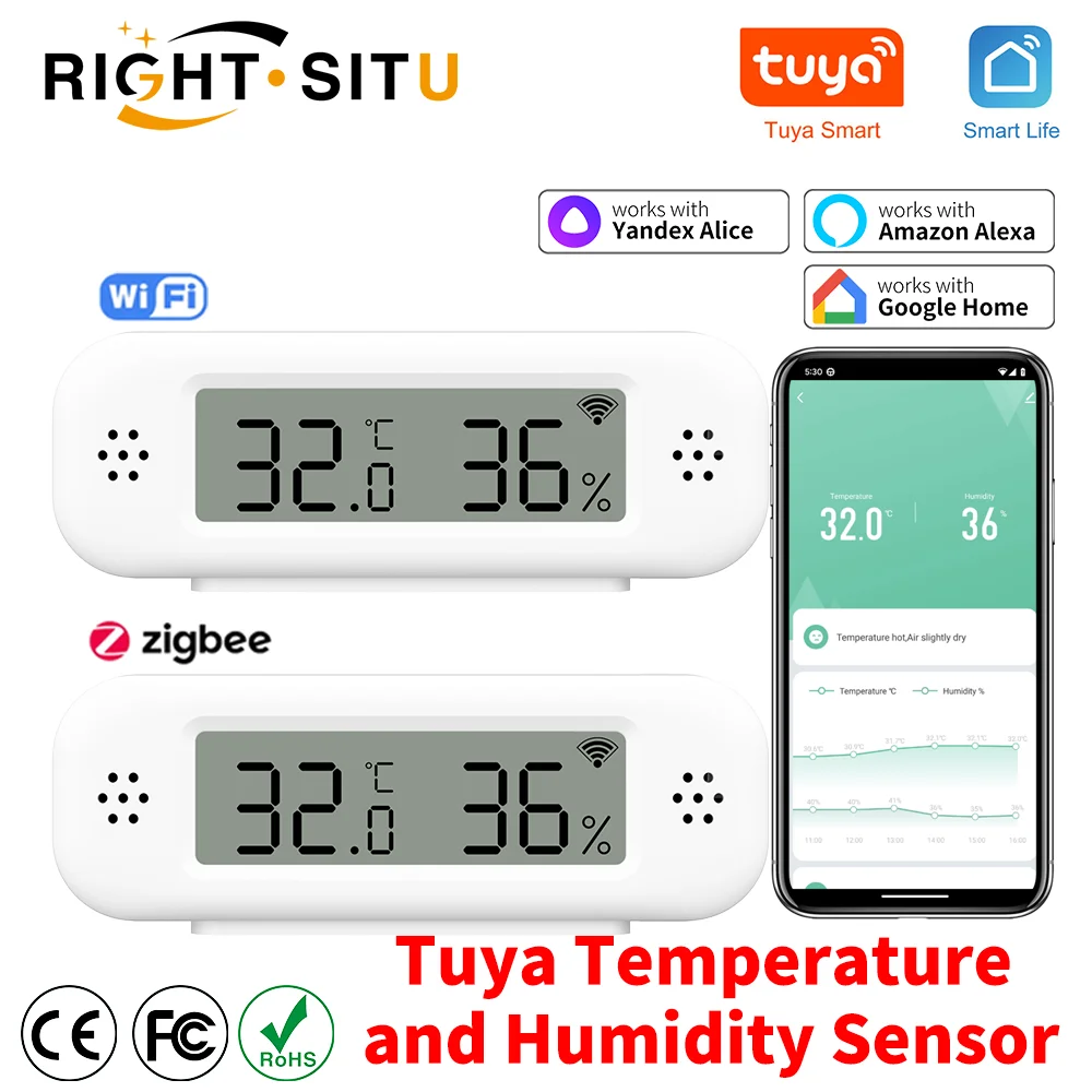 Tuya WiFi Zigbee Mini Temperature Humidity Sensor For Smart Home ...