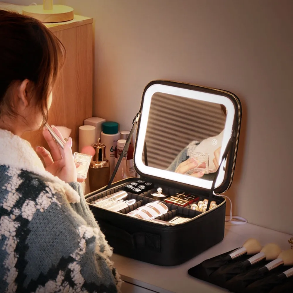 

Smart Cosmetic Case with Mirror LED Cosmetic Bag Travel Makeup Bags for Women Fashion Portable Storage Bag Travel Makeup Bags