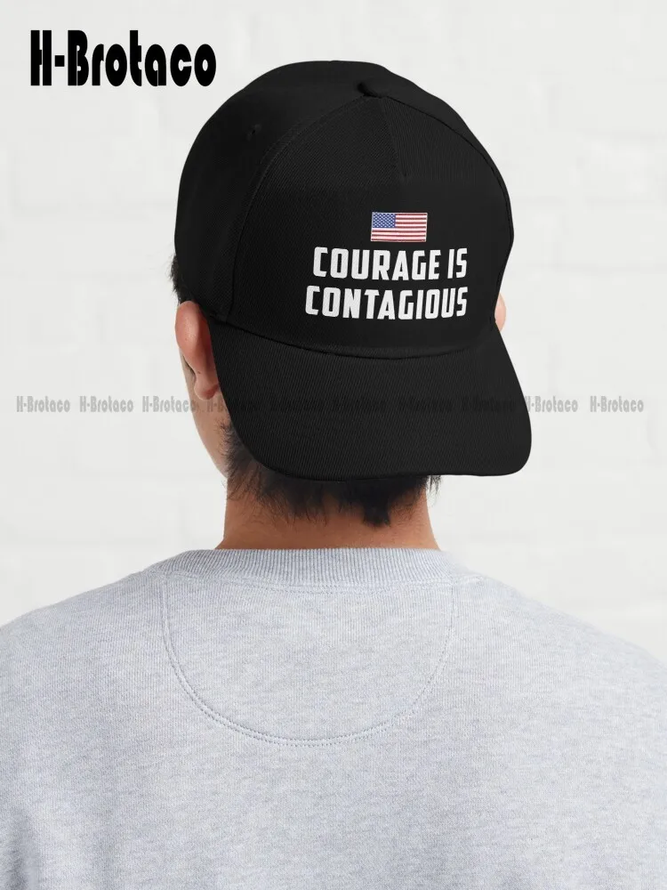 

Courage Is Contagious Usa Baseball Cap Women'S Baseball Caps Outdoor Climbing Traveling Street Skateboard Custom Gift Denim Caps