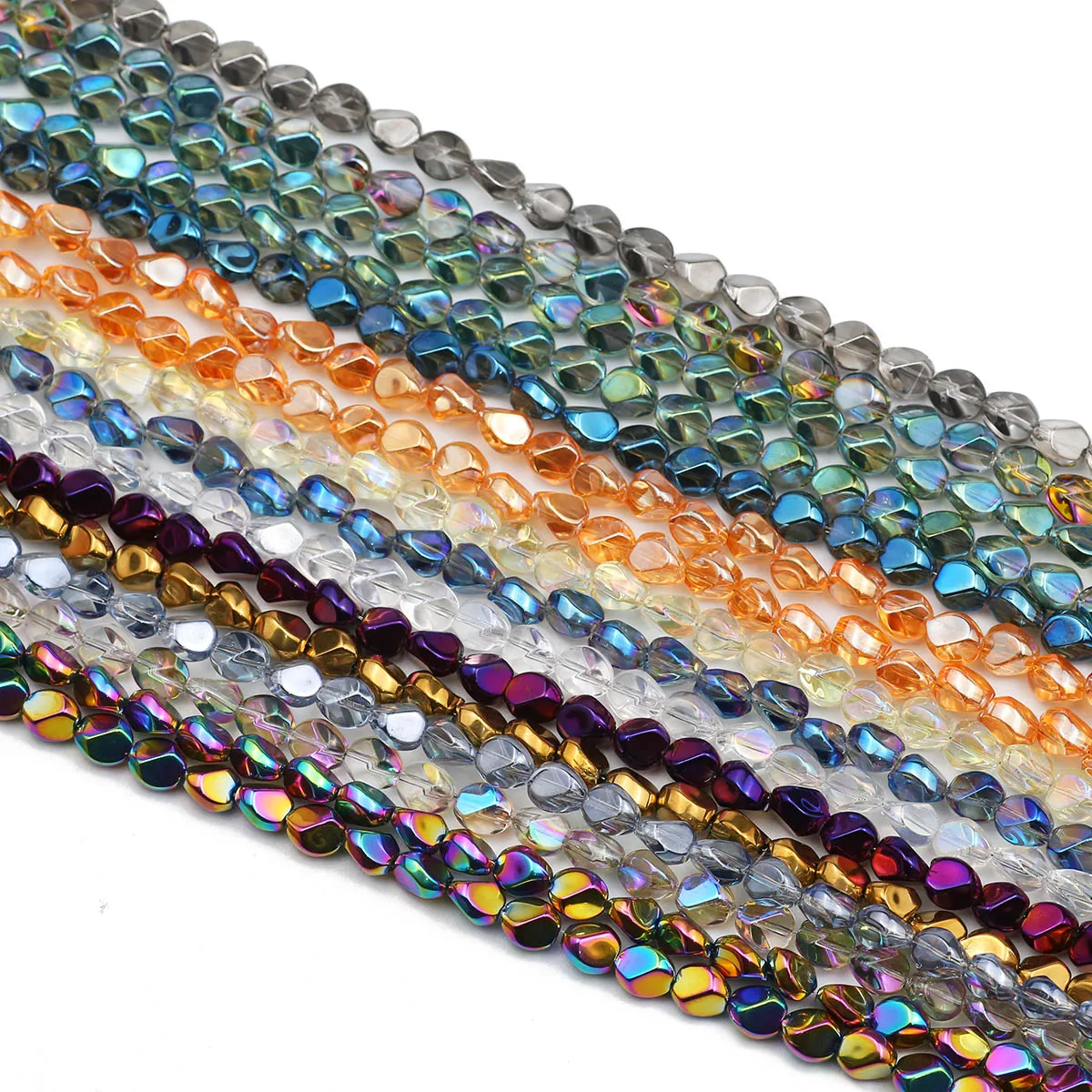 

6mm 85pcs Lrregular Shape Crystal Glass AB Colour Plated DIY Loose Beads For Making Women Bracelet Necklace Jewelry Accessories