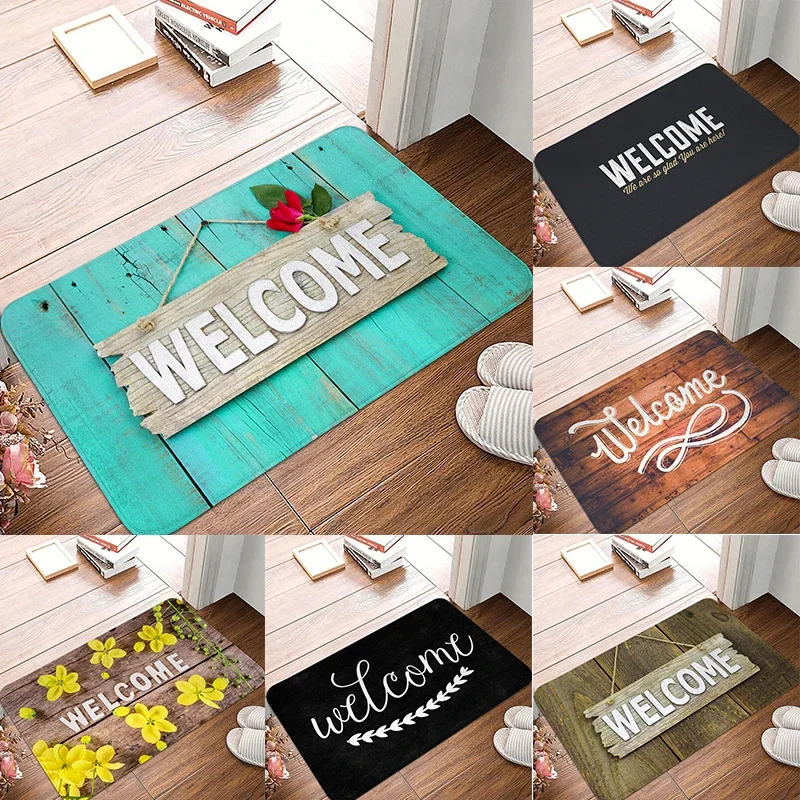 

Letters Printed Floor Mat Welcome Mats Anti-slip Kitchen Bedroom Balcony Area Rug Soft Living Room Carpet Home Decoration