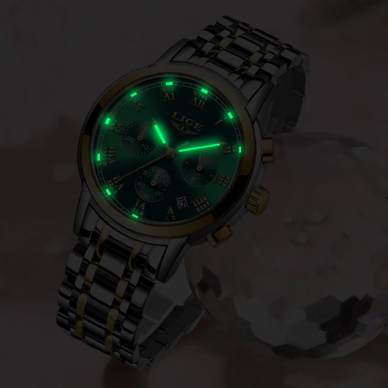 LIGE New Fashion Gold Women Watches Creative Steel Women's Bracelet Wrist Watches Ladies Waterproof Female Relogio Feminino+BOX