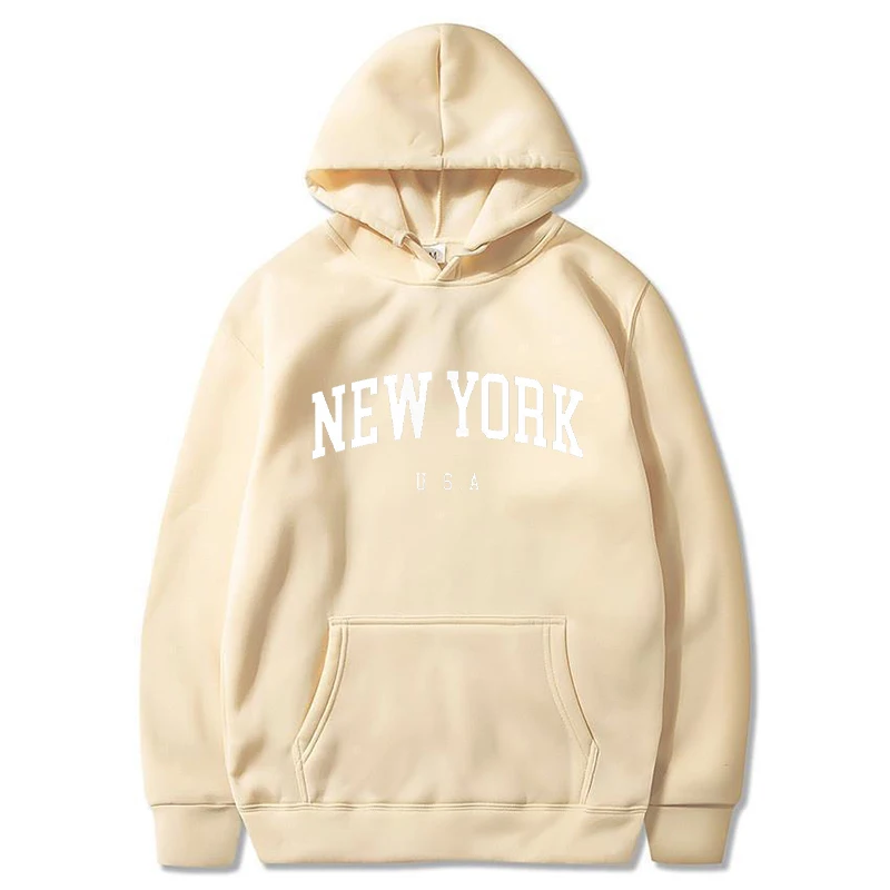 New York U.S.A City Hoodies Men Fashion Letter Printed Graphic Sweatshirts Women Loose Casual Harajuku Hooded Pullover Sportwear