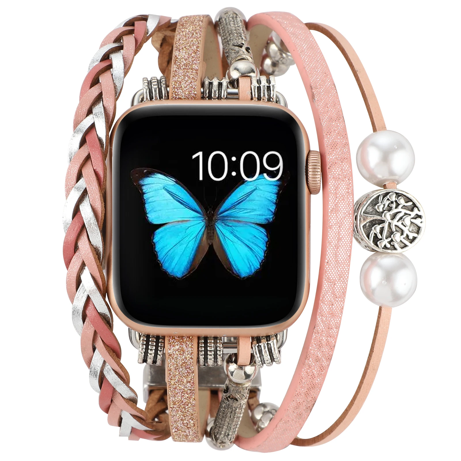 Jewelry+Metal Strap For Apple Watch 8 7 45mm 41mm Ultra 49mm Women Exquisite Bracelet Wristband iWatch 6 5 4 3 SE 44mm 42mm 40mm