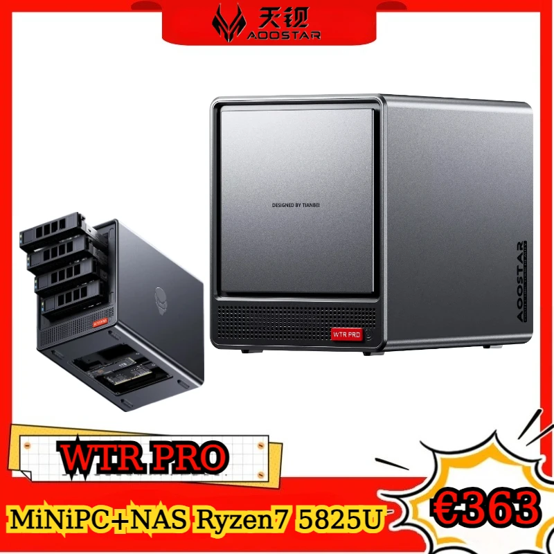 AOOSTAR WTR Pro NAS Mini PC AMD Ryzen 5825U DDR4*2