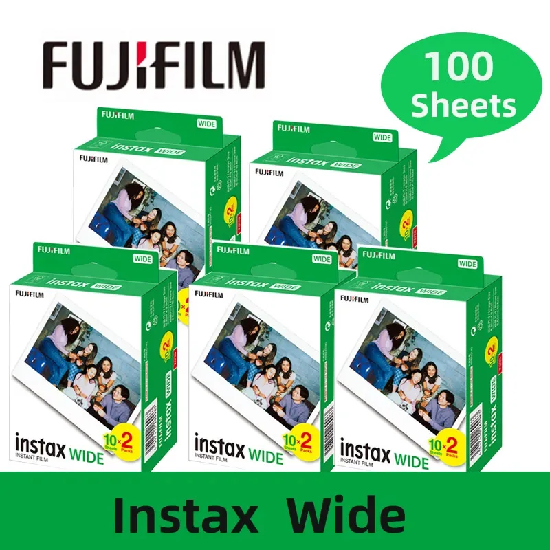 Genuine 10 - 100 Fogli Fujifilm Instax Wide Film White Edge Paper Per Fuji Instant Camera 210 300 Link Wide Printer