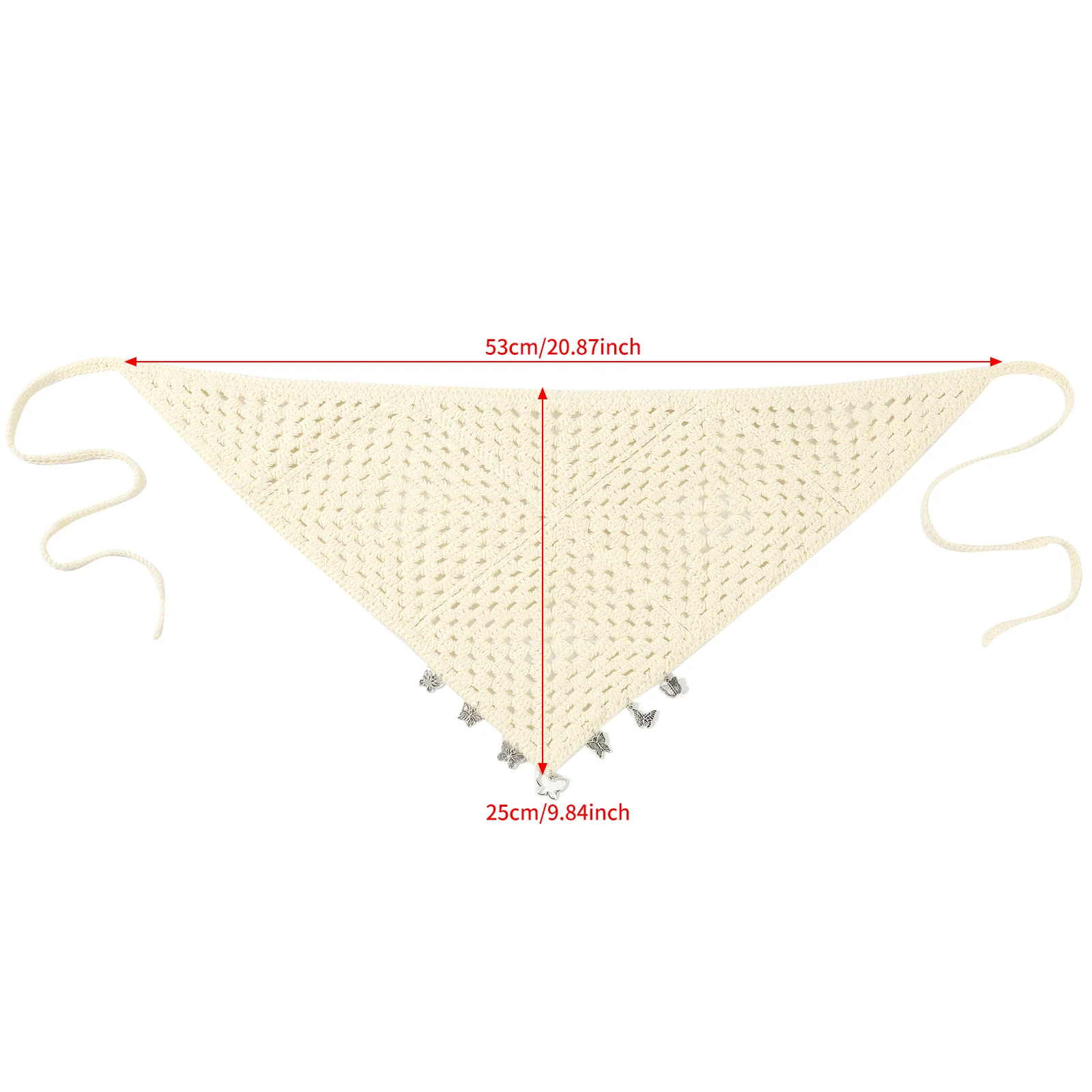 1pc Autumn Winter Warm Triangle Scarf Korean Hollow Knitted Hair Scarf Headband Bohemian Style Travel Literary Photo Headscarf