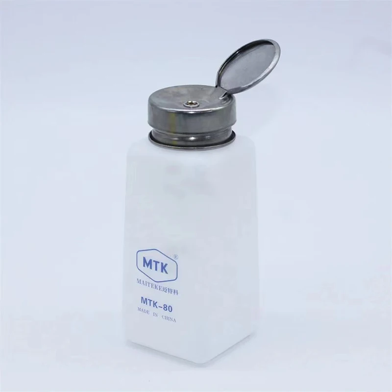 스테인레스 스틸 캡이있는 120ML 180ML 250ML 알코올 병 휴대 전화 유지 보수 청소 정전기 방지 액체 플라스틱 용기