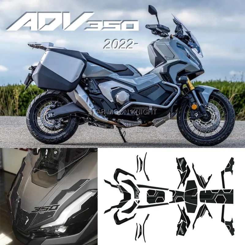 For HONDA ADV 350 ADV350 2022 2023 Motorcycle 3D Epoxy Sticker Footrest Pad  Windshield Decal Handguard Decorate Sticker Full Set