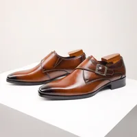 Classic Retro Dress Men Monk Leather Shoes 6