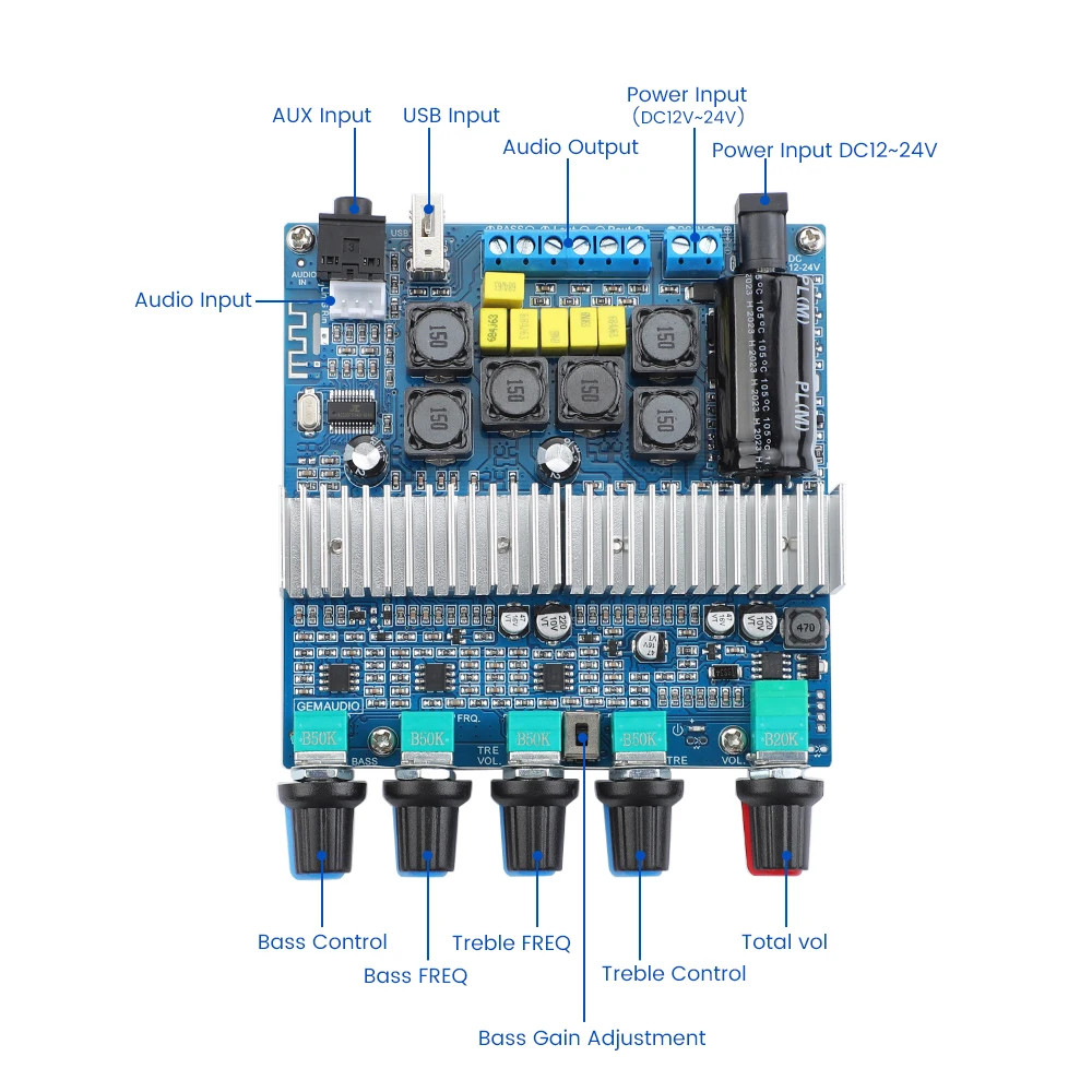 Aiyima aktualisiert tpa3116 Subwoofer Verstärker Audio Board 2,1 Hifi Verstärker USB DAC Bluetooth 5,0 Leistungs verstärker 2x50W W