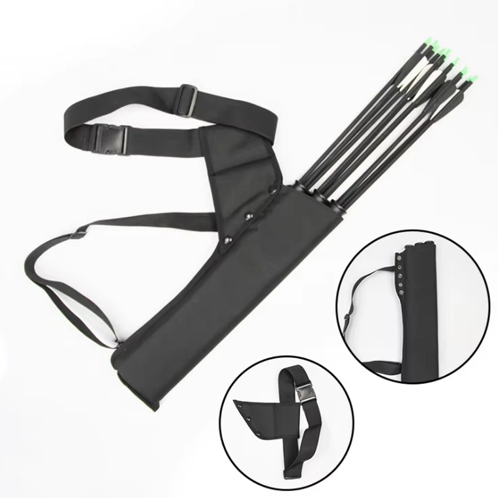 Borsa Porta Frecce a Tre Tubi per Tiro con l'Arco, Marsupio Regolabile con Tasca, Accessori per Caccia e Tiro, Sacca da Cintura o Spalla - immagine 5