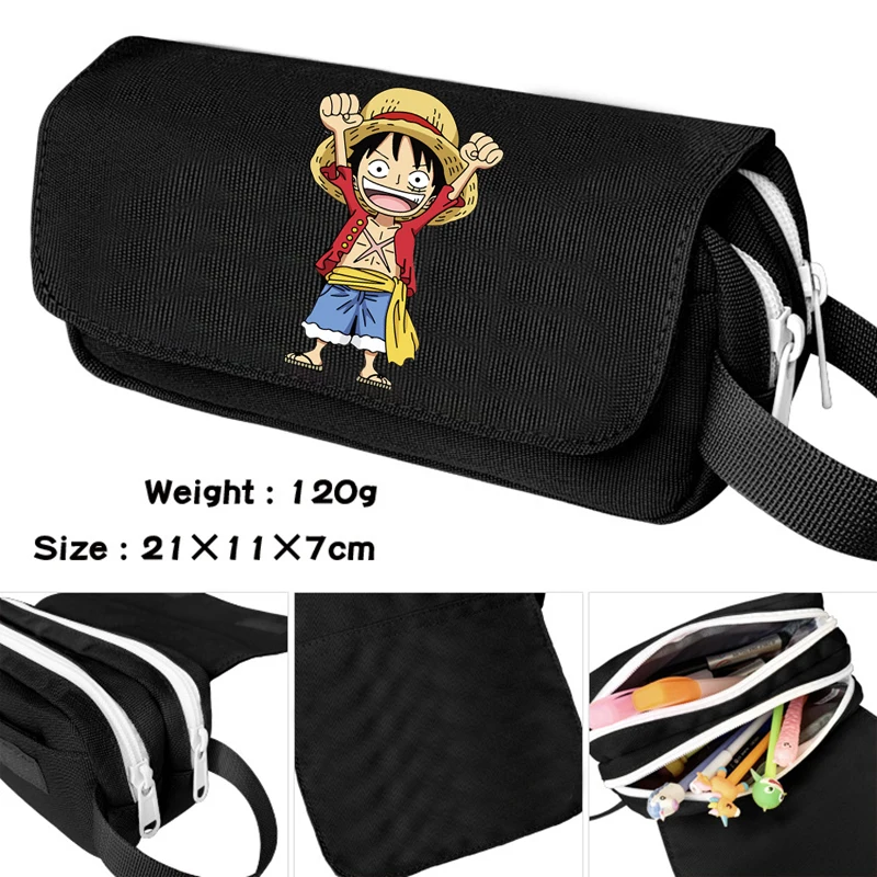 AnimeOnePiecePencilCaseSchoolSuppliesPencilBagsCartoonLuffyHighCapacityStationery