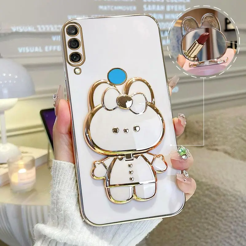 

Make Up Mirror Plating Phone Holder Case On For Huawei P40 P20 P30 Lite P50 Pro P30lite Nova 6 Se 3E 4E 3i 10i P Silicone Cover