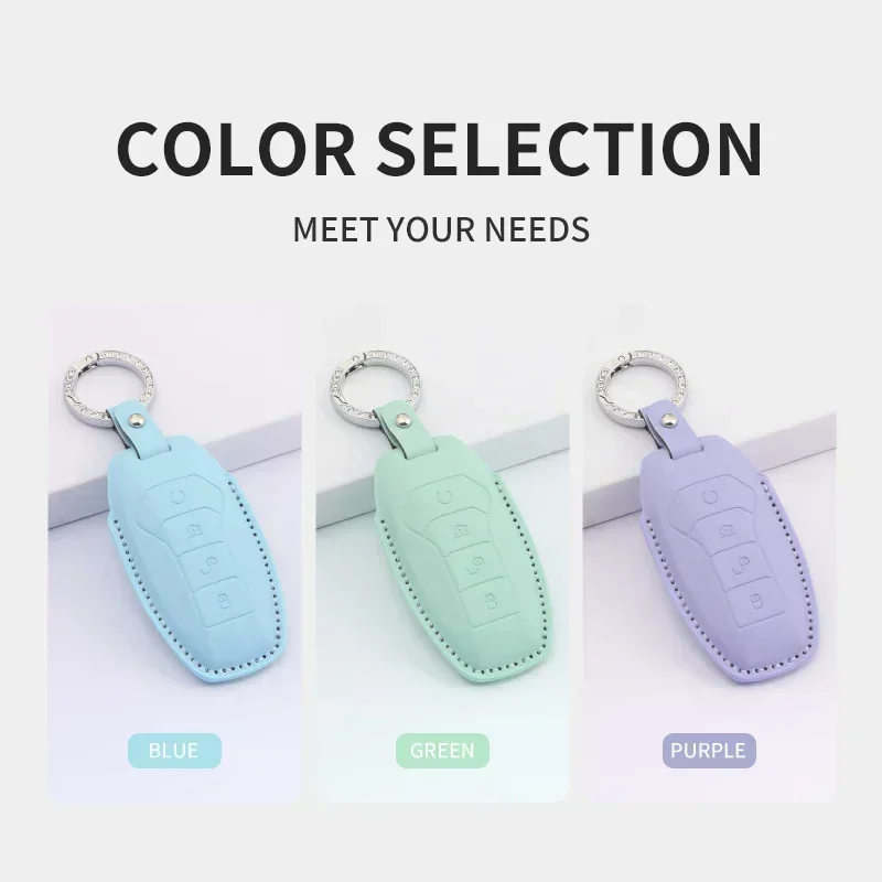 Car Key Case Cover Remote Fob Holder For BYD Song Plus Atto 3 Han EV Tang DM Qin Seal Dolphin Key Bag PU Leather Accessories