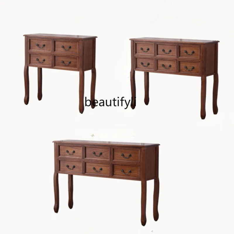 

Solid Wood Console Simple American Living Room Entrance Entrance Cabinet Hallway Aisle Curio Cabinet Wall Console Tables Retro