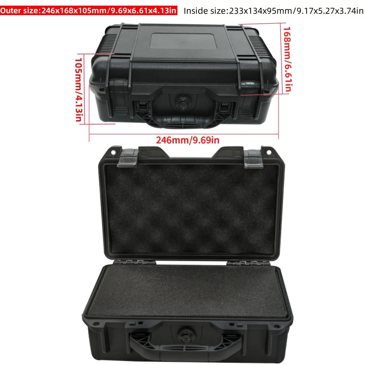 Wytrzymały, wodoodporny, odporny na pleśń i wstrząsy, twardy futerał do przenoszenia, idealny do aparatów fotograficznych i sprzętu outdoorowego. Ochronna skrzynka narzędziowa podróżna z pianką
