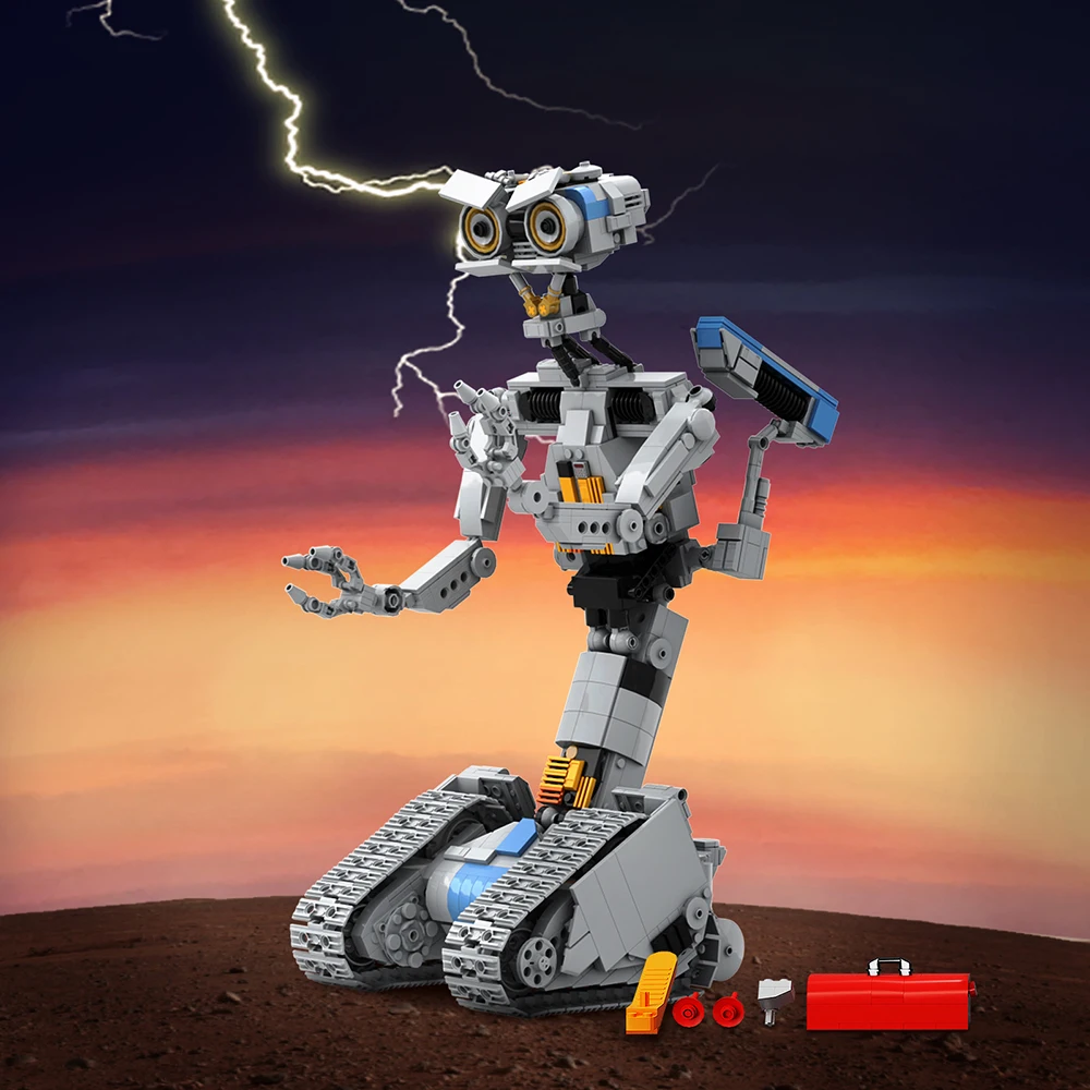 

MOC Classic Movies Short Circuits Mechas Johnny 5 Robot Building Block set Mechanical Weapons Iron Sheet Model Brick Kid Toys