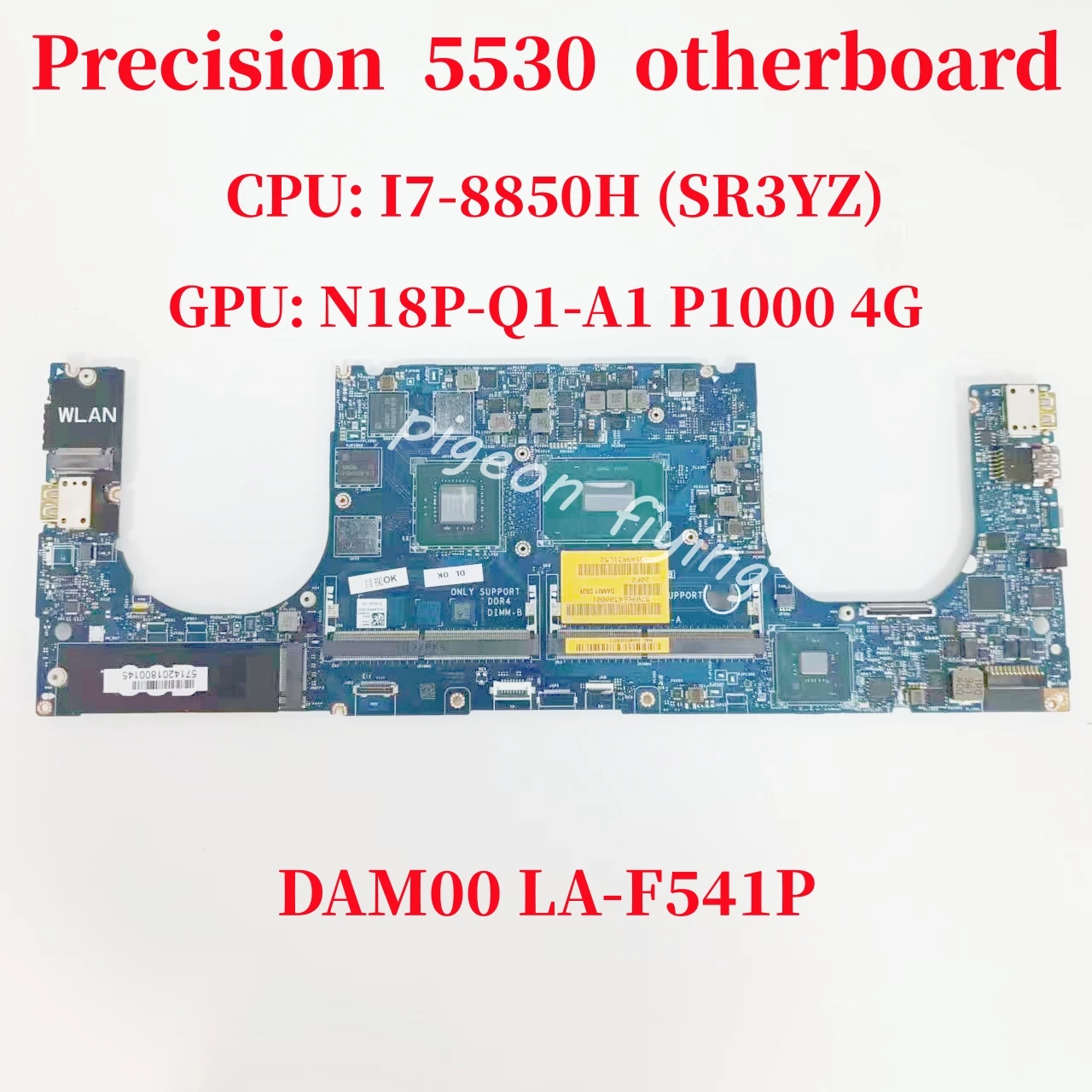 

LA-F541P Mainboard For Dell Precision 5530/XPS 15 9570 Laptop Motherboard CPU: I7-8850H SR3YZ GPU:N18P-Q1-A1 P1000 4G CN-0DMMW9