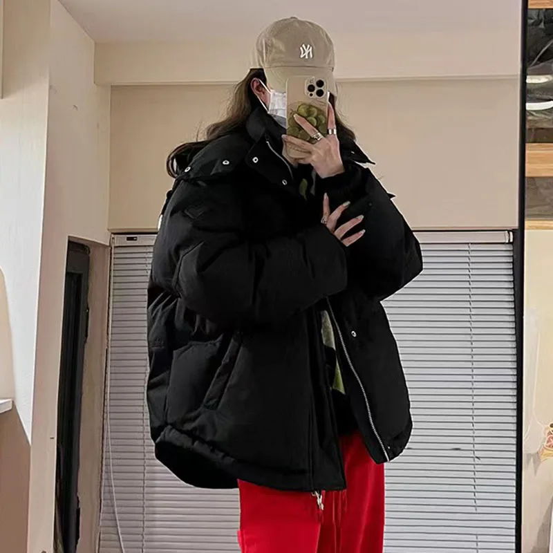 Zoki Y2K Winter Fashion Puffer Jacket Women Harajuku Hooded Thick