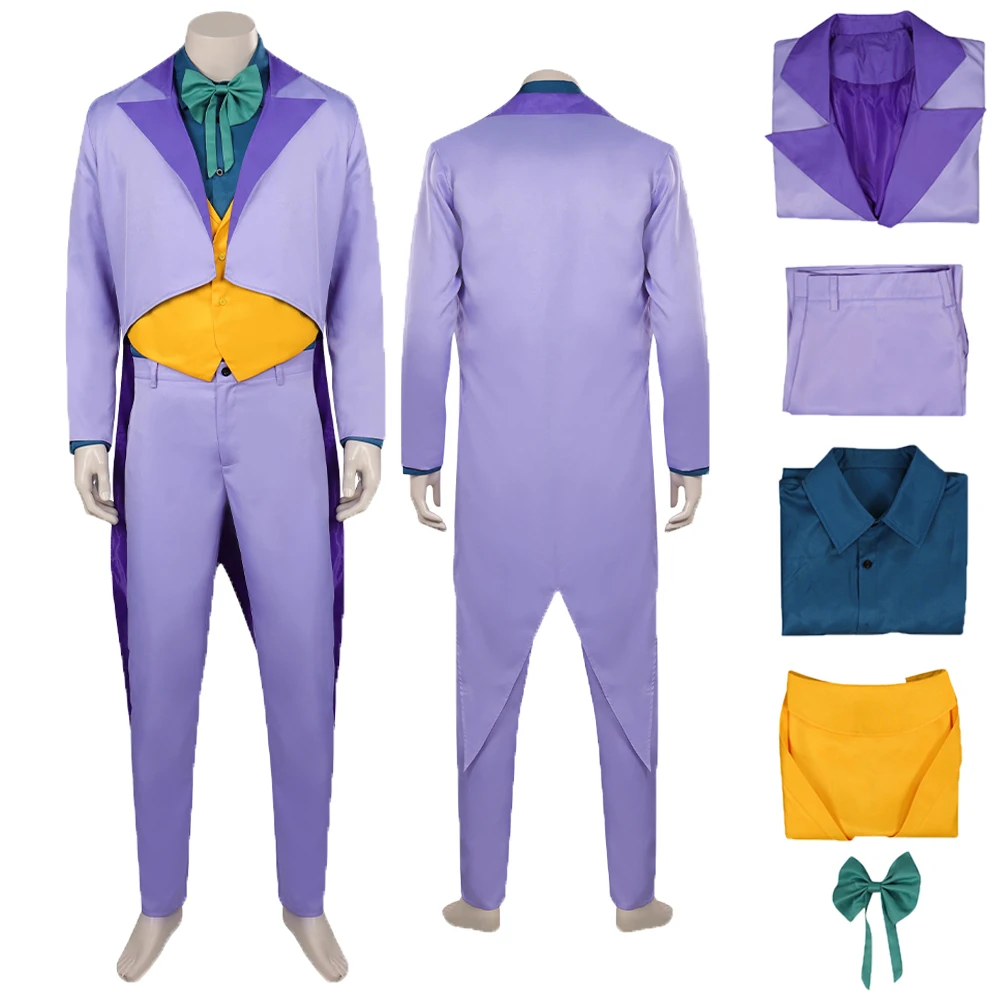 

Cos Super Villain Joker Fantasy Cosplay Costume Outfits Coat Pants Accessories Halloween Carnival For Adult Men Male Roleplay