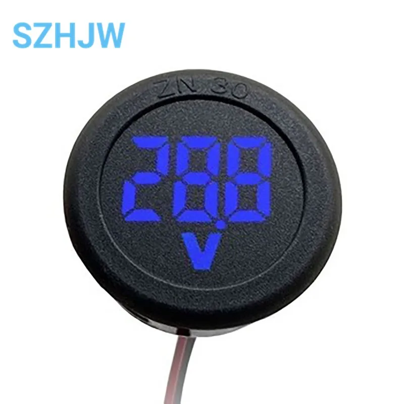 LED Digital Display Circular Voltmeter with Reverse Connection Protection