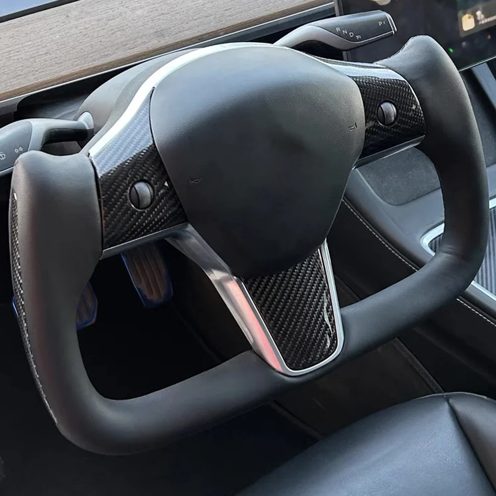 For Tesla Model Y Model 3 2017 - 2023 YOKE Handle Steering Wheel Heated Carbon  Fiber Tesla Steering Wheel Modified Accessories - AliExpress