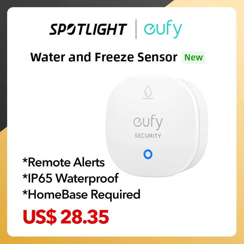  eufy Security Water and Freeze Sensor with Remote Alerts IP65 Waterproof 2-Year Battery Life HomeBase Required 