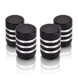 Premium Aluminum Tire Valve Stem Caps - Universal Dustproof Caps (Black)