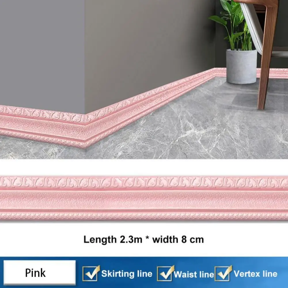 Bordure Adhésive pour Carrelage, Bordure Murale, Autocollant, Flexible, Imperméable, 3m*0.8cm, Blanc