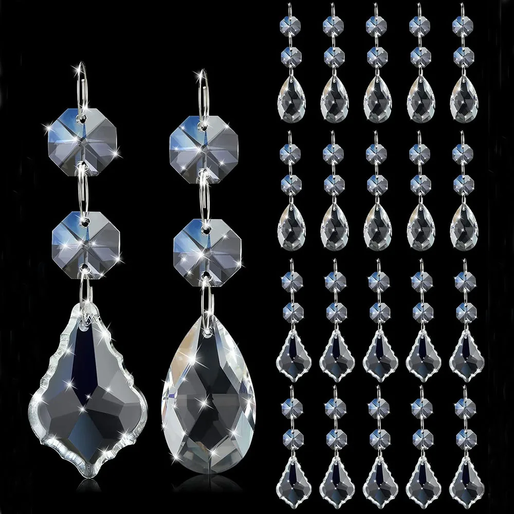Crystal Sun Catcher Chandelier Crystal Drops 20pcs Glass Crystal Chandelier Prisms Pendant Rainbow Hanging Crystals Suncatcher for Windows Home Decoration