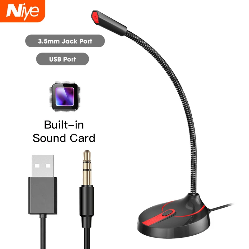 Mini USB Microphone Studio Speech Speakers 3.5mm Jack Plug Wired Microphones for PC Computer Laptop Notebook Loud Speaker