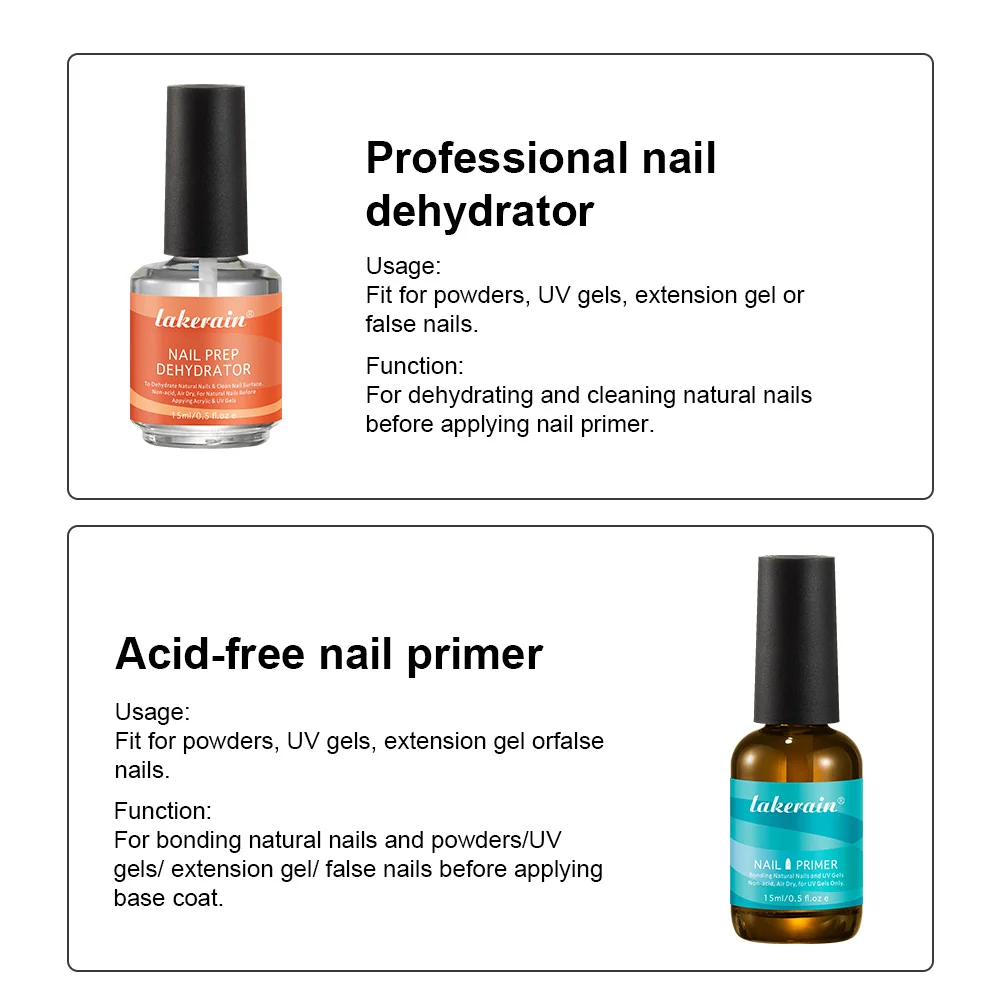 Nail Primer 2Pcs 7.5ml Fast Air Dry Prep Dehydrator For Nail Soak Off Base Primer Gel First Nails Gel For Professional Manicure