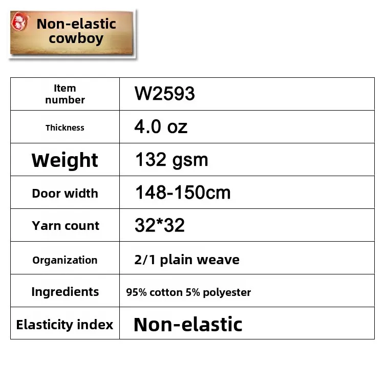 High Cotton Content Plain Weave Denim Fabric 4oz Thin Original Blue Summer Shirt Material W2593 Lightweight Comfortable