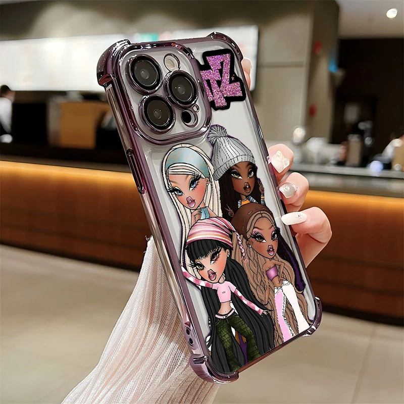 Anime Fashion Lovely Doll Bratz Plating Phone Case - Anti Airbag Protection