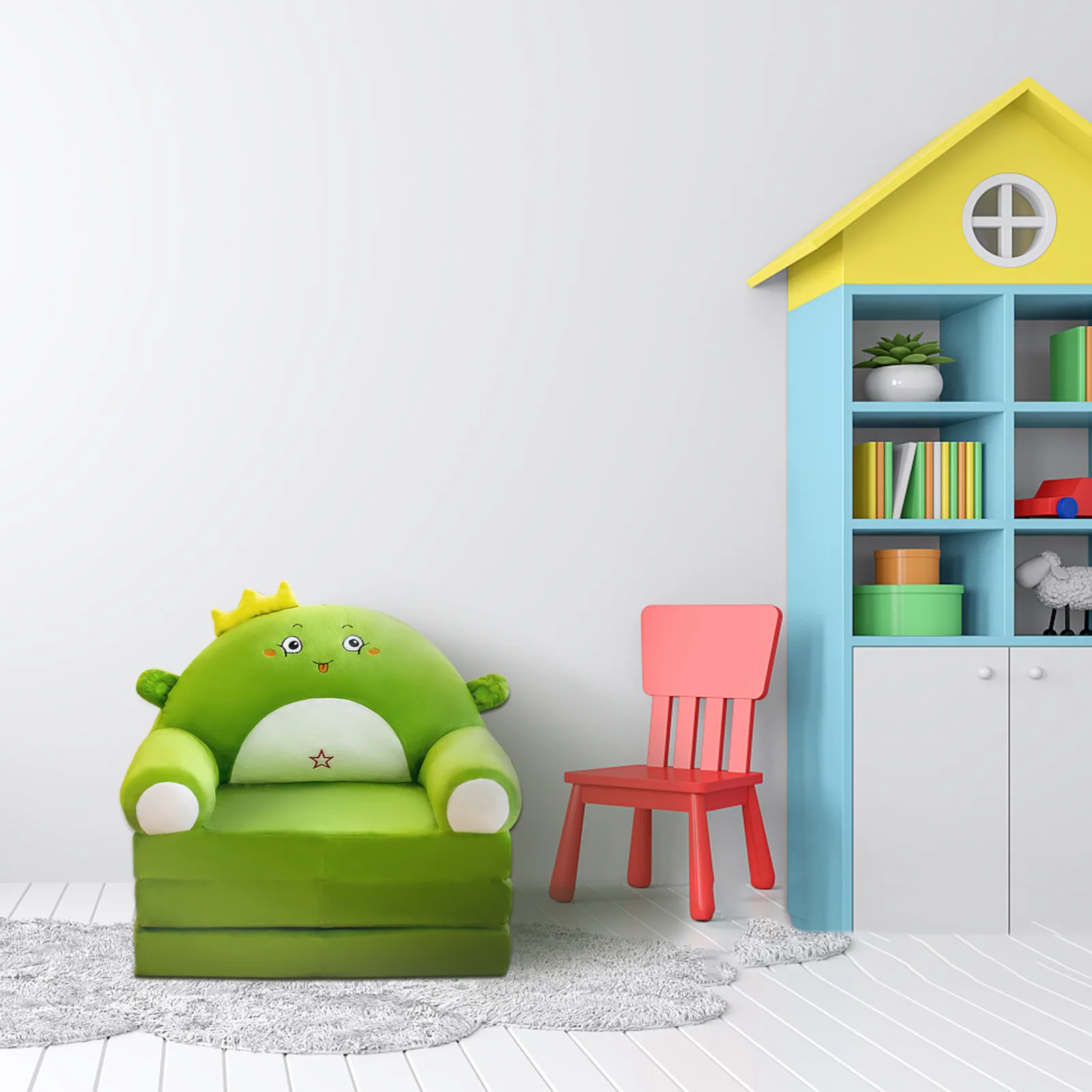 Cushion Plush Sofa case Backrest Armchair 2 In 1 Foldable Sofa Cute Cartoon Lazy Flip Open case Without Pp Cotton