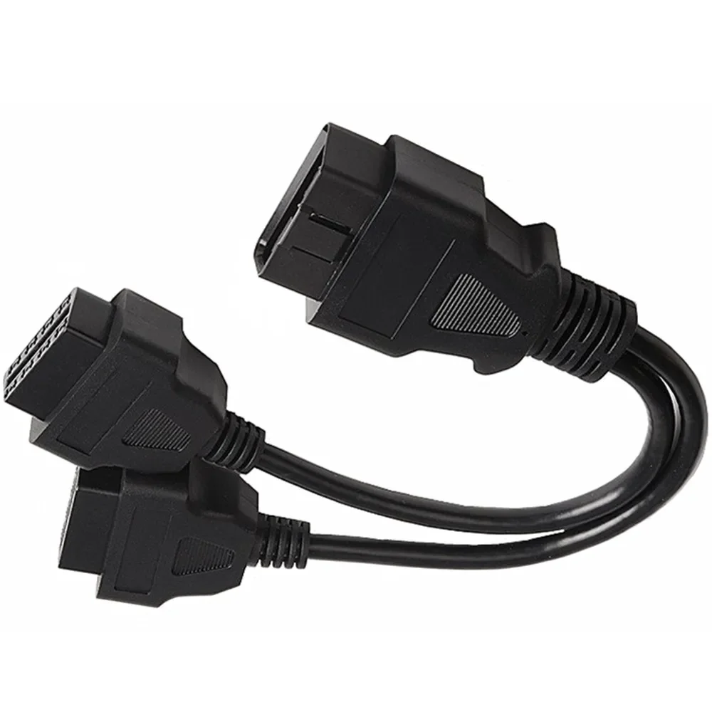 OBD2 Male to Dual Female Elbow Extension Cable with 16pins Available to Connected 1 IN 2 Converted OBD 2 Extender Adapter