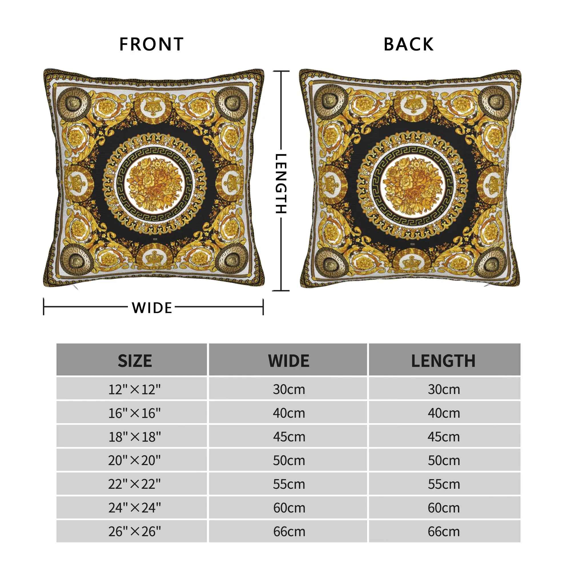 Elegant Baroque Gold Medallion Decorative Pillowcase - Luxurious Soft Fabric Cushion Cover