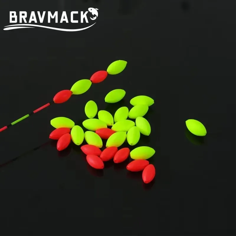 50pcs High-Quality Foam Fishing Buoys Olive Color Space Bean Design with Premium Fishing Line Accessories Floats for Angling