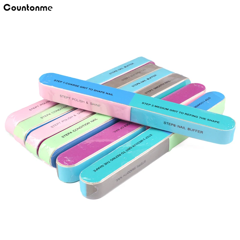 

25Pcs/lot Professional Buffer Nail File Manicure 7 Sides Sponge Block Nail Polish Sanding File Washable Pedicure Nail Tool