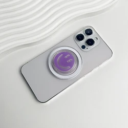 Enhanced Socket Grip Phone Holder with 3D Acrylic Design - Secure Ring Finger Expanding Stand (Purple)